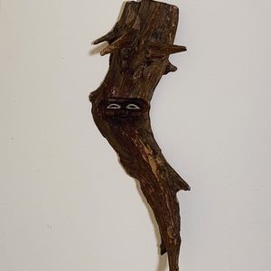 Tree man ornamental ,carved wood. Keys,hat,wrap